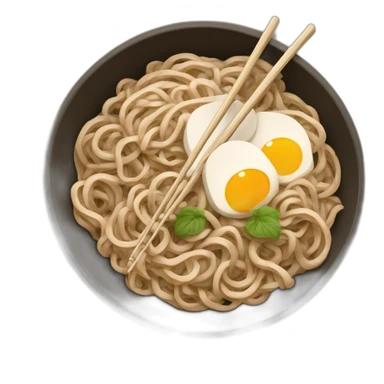 bowl of japanese buckwheat soba noodles with two chopsticks sticker