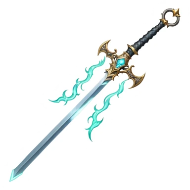 magical greatsword with a Eldritch black fire powers in it sticker