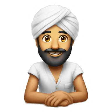 Sardar wearing turban guy sit on desk sticker