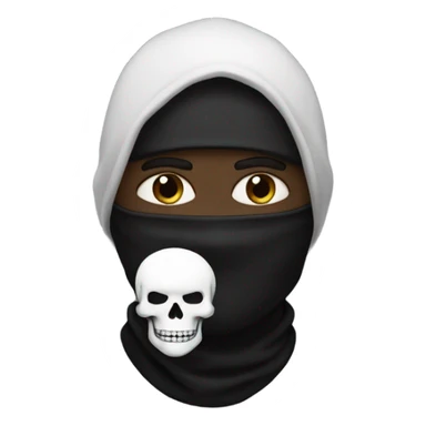black balaclava guy with painted white skull sticker
