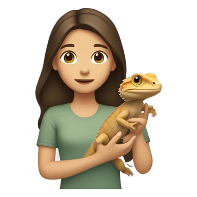 brunette girl holding bearded dragon sticker