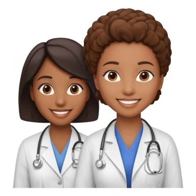 black female doctor and white technician no white coat on technician sticker