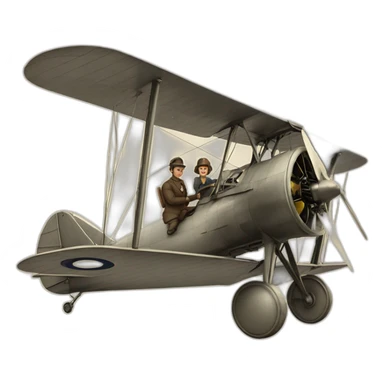 Early 20th century Monoplane with 2 people in sticker