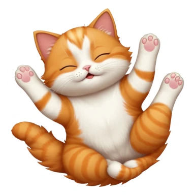 ginger and white small cat in funny positions upside down with eyes closed sticker