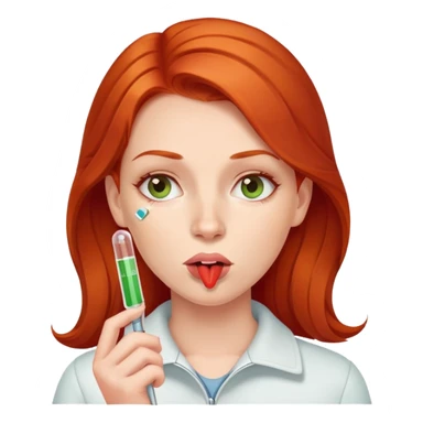 Redhead woman with thermometer in her mouth sticker