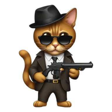 gangster-with-a-Abyssinian cat-gun-and-sunglasses-drinking-coffee sticker