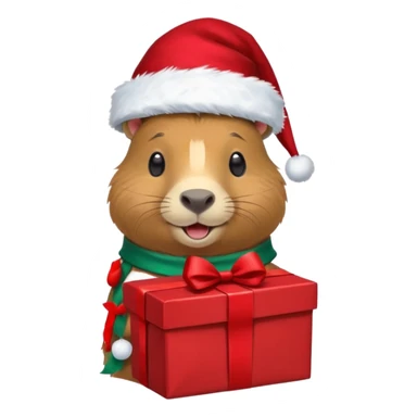 Capybara con gorrito de navidad con un montón de poses para paquete de sticker de WhatsApp que tengan un dialogo sticker