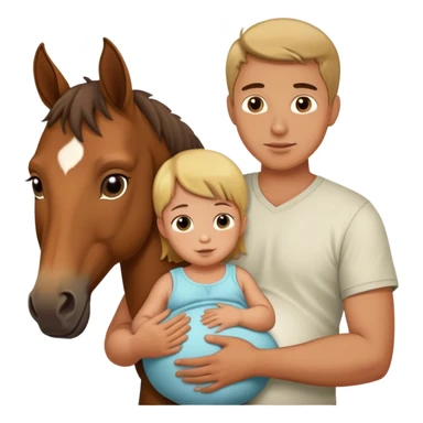 Pregnant man with a baby horse sticker