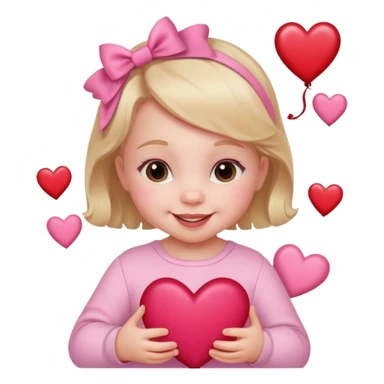 baby girl with valentines day decor sticker