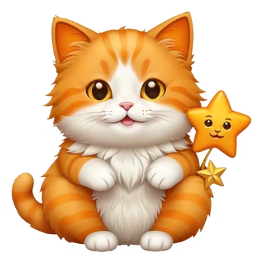 Happy Cat holding 5 stars  sticker