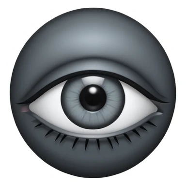 Minimal emoji, gothic futuristic eye, cold grey sclera, the pupil is fully replaced by a solid black number 8, occult cyber aesthetic, sharp clean lines, flat emoji design, centered, transparent background sticker