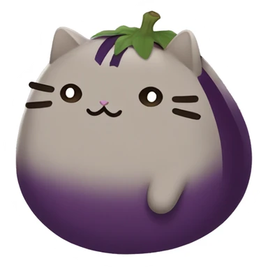 Pusheen cat offering an eggplant sticker