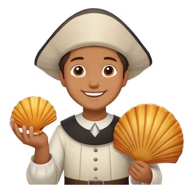 concha del Camino de Santiago con una peregrina sticker