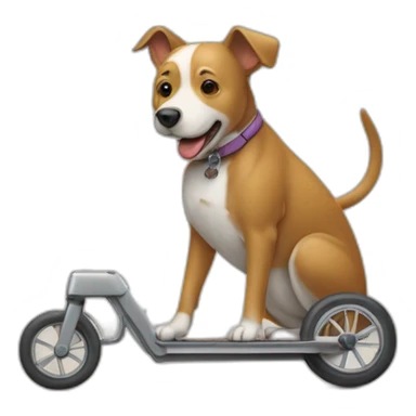 Chien qui tient un rat sur une trotinette sticker