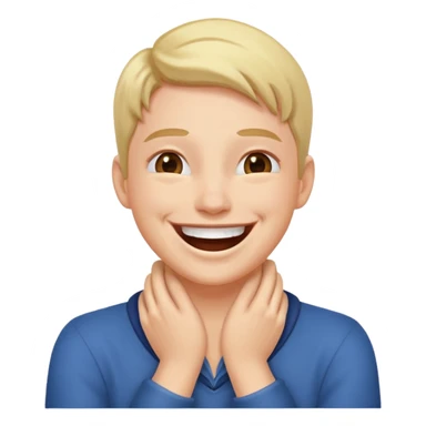 Person laughing with their hands around their neck sticker