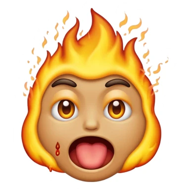 i want emoji face not with burning hair but with burning eyes and also the emoji should look like it is vomiting sticker