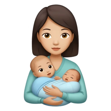 A Chinese mother with her newborn. sticker