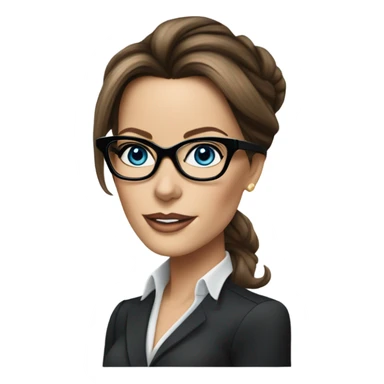 Hyper Realistic photo Kate Beckinsale blue eyes wearing glasses in a business meeting high fashion  sticker