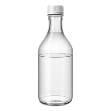 clear white vinegar bottle upright smooth curved transparent colorless reflective liquid plain white or light cap no label no branding no extras soft lighting emoji scale sticker