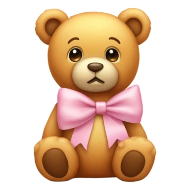 honey colored teddy bear with pastel pink bow sticker