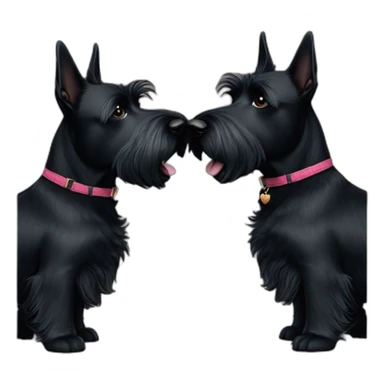 Two black Scottish terrier kissing one male one female sticker