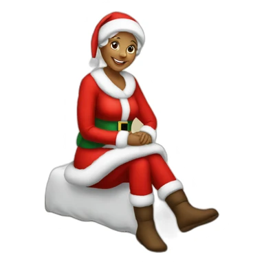 mrs santa claus sitting on bed sticker