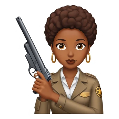 A black women with a gun sticker