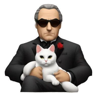 don corleone as a mafia boss sitting on a red chair petting a white cat on his lap sticker