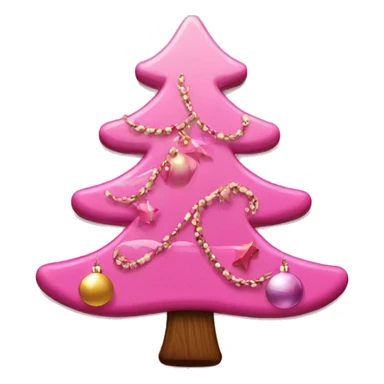 Pink Christmas tree with ornaments add one wooden cross ornament sticker