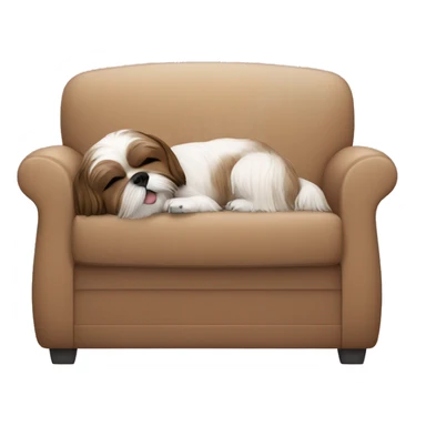 Brown shih tzu dog and human woman sleeping on couch sticker