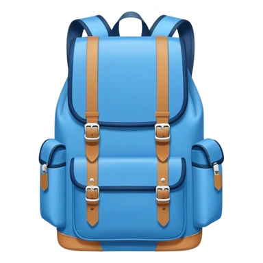 A flat-style illustration of a simple school backpack with front pockets and shoulder straps, symbolizing K–12 education. Clean, modern, cartoon-style, white background, iOS emoji aesthetic. sticker