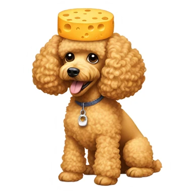 Poodle wearing a cheesehead sticker