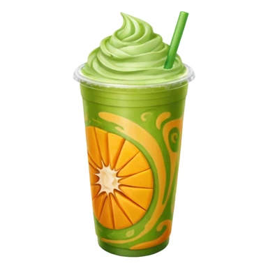 Iced Mango Matcha latte in a 16oz plastic cup sticker
