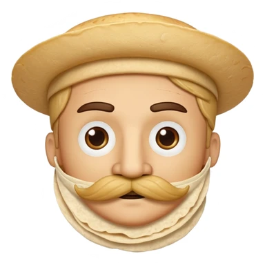 a fresh flour tortilla with a  mustache sticker