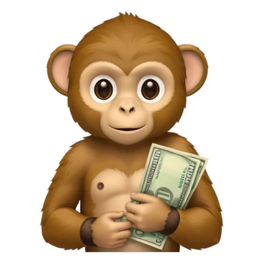 monkey holding money on sholdue sticker