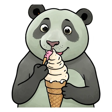 Panda eating ice cream sticker