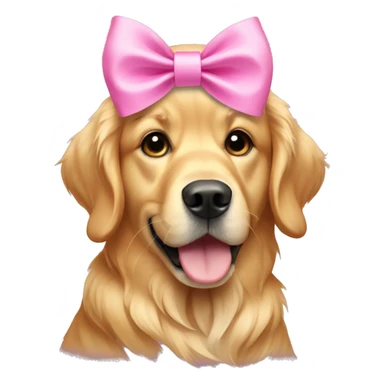 golden retriever wearing pink bow sticker