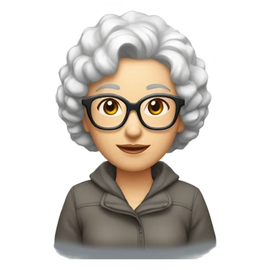 señora de mediana edad blanca con pelo rizado corto y gafas de ojo de gato sticker