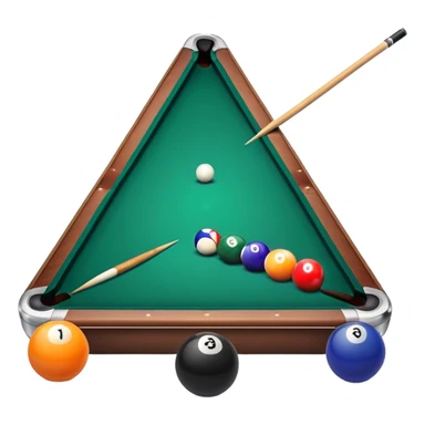 A billiard table with colorful balls arranged in a triangle, and a cue stick poised to break. The scene is set in a dimly lit room, with focused lighting highlighting the balls and table, emphasizing skill, precision, and strategy in the game of pool. sticker