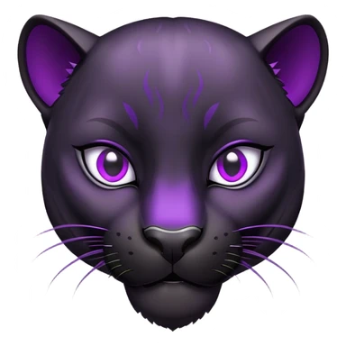 sleek black panther with bright purple eyes, happy face sticker