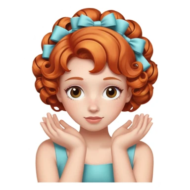 
Girl with ginger hair and curlers, hugging herself sticker