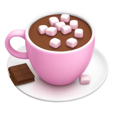 hot chocolate in a pink mug with marshmallows  sticker