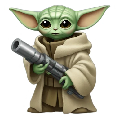 baby yoda with rocket launcher sticker
