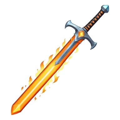 Flaming magic sword — fiery aura and sparks sticker