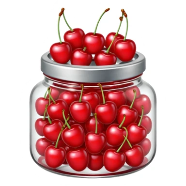 Realistic glass jar with silver metallic lid filled with maraschino cherries inside of it. sticker