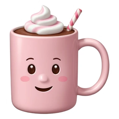 Light Pink mug of hot chocolate with marshmallows sticker