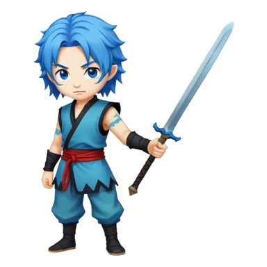 demon slayer full body blue hair sticker