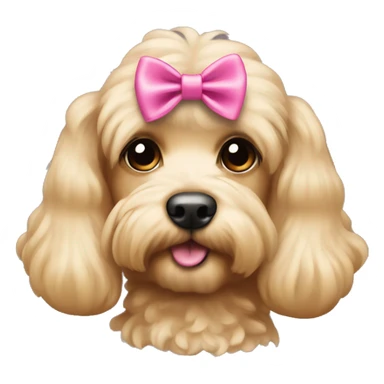 Cute blonde cockapoo with straight hair and a pink bow on her head sticker