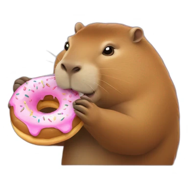 un capybara qui mange un donut sticker