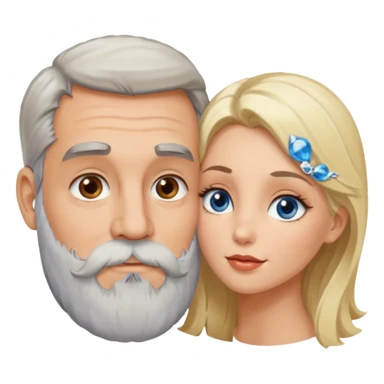 Hot Kissing Man with hazel eyes and gray beard smooching sexy  blonde blue-eyed  woman sticker